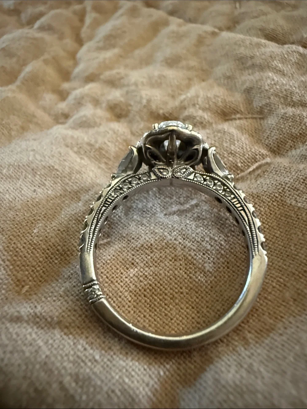 Monique Lhuillier Bliss Diamond Engagement Ring 1-1/4 ct tw Pear & Round-cut 18K
